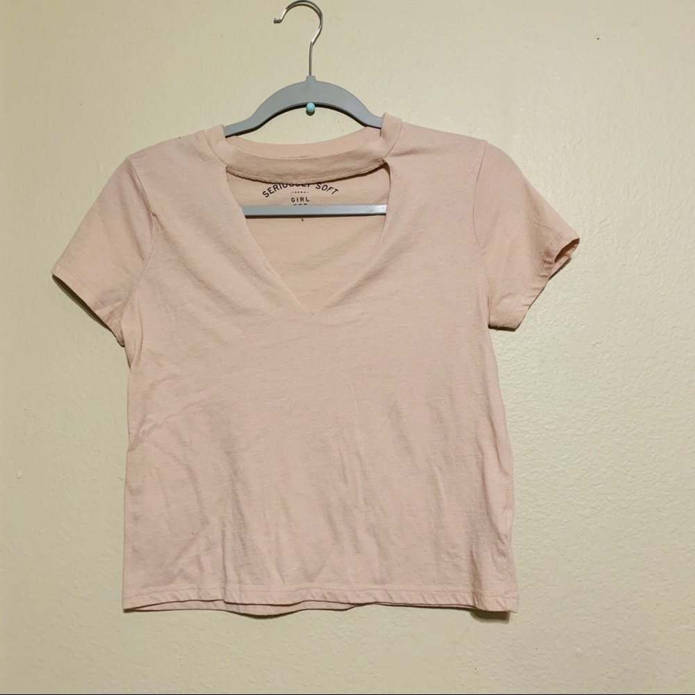 Aeropostale Soft Cut Out Pink Tee